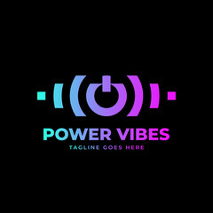 trendy power button music spectrum vector logo design element