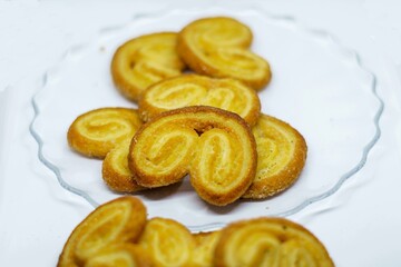 Puff pastry palms isolated white background