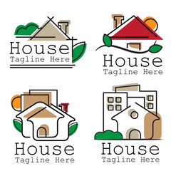 Residential and commercial House or home construction based logo set vector illustration with dummy text on white background.