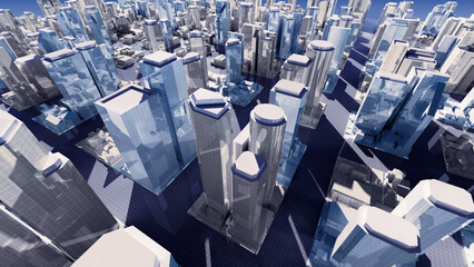 City Building Simple Modern Skyscraper business 3D illustration background.