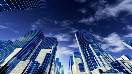 City Building Simple Modern Skyscraper business 3D illustration background.