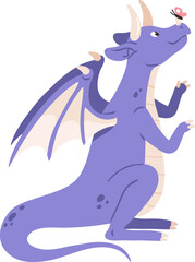 Fototapeta premium Cute Baby Dragon Childish Cartoon Illustration