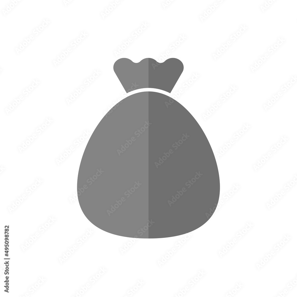 Poster Money bag grey flat vector icon