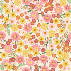 Spring Floral pattern. Ditsy style. A Pattern for print, wallpaper, fabric, cushion, bedding, and much more