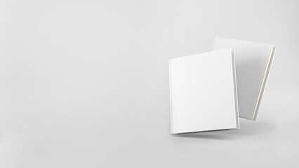 Two White Blank Hardcover Book in white background for mockup