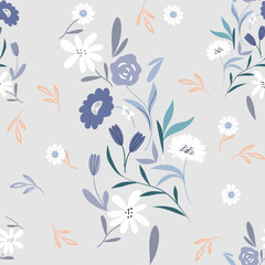 Spring Floral pattern. Ditsy style. A Pattern for print, wallpaper, fabric, cushion, bedding, and much more
