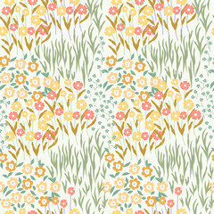 Fototapeta na wymiar Spring Floral pattern. Ditsy style. A Pattern for print, wallpaper, fabric, cushion, bedding, and much more