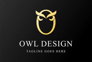 Golden Initial Letter O for Owl Bird Monogram Logo Design Vector