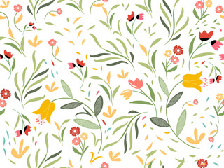 Spring Floral pattern. Ditsy style. A Pattern for print, wallpaper, fabric, cushion, bedding, and much more