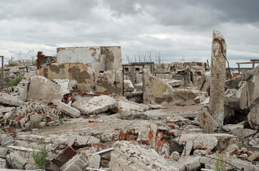 ruins of epecuen ruined city by flood