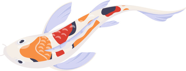Japanese Koi Carp Fish Swim Cartoon Illustration
