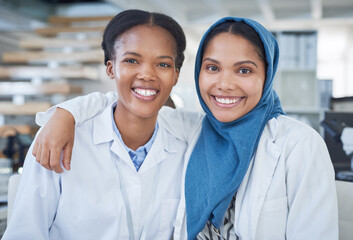 We all matter. Science says so. Portrait of two young scientists working together in a laboratory.