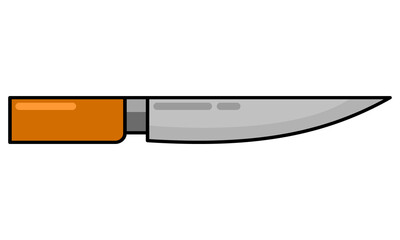 kitchen knife flat vector illustration. metal knife with wooden handle design concept.