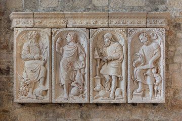 Sculpture in the abbey of Mont Saint Michel in France