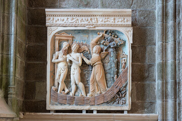 Sculpture in the abbey of Mont Saint Michel in France