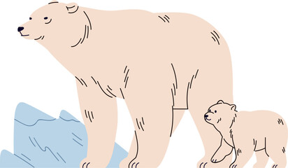 Arctic Polar Bears Cartoon Illustration