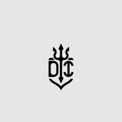 DI trident ocean retro initial logo concept - obrazy, fototapety, plakaty