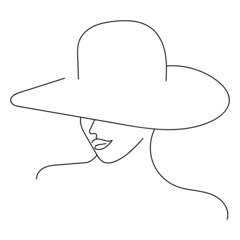 Women's faces in one line art style