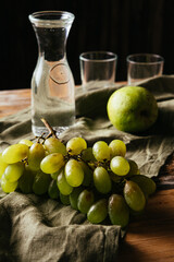 still life with grapes and wine
