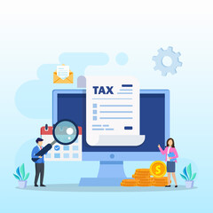 Online Tax Payment, pay season, tax time Concept. Flat vector template