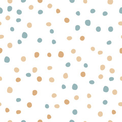 Polka dot seamless pattern with round hand drawn shapes
