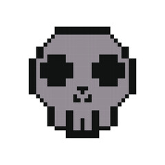 Pixel skull image. Vector illustration of cross stitch and t-shirt pattern.