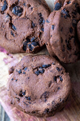sweet crispy dessert of chocolate cookies with chocolate