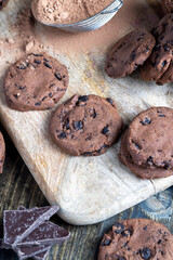 sweet crispy dessert of chocolate cookies with chocolate