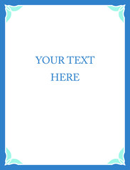 Border frame. Vector blue vintage vertical background 