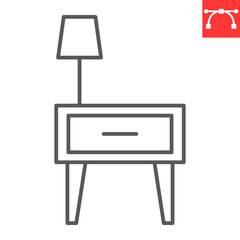 Bedside table line icon, furniture and interior, nightstand vector icon, vector graphics, editable stroke outline sign, eps 10.