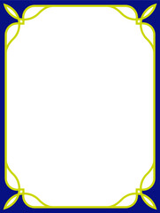 Blue and gold border frame. Vector vertical poster design