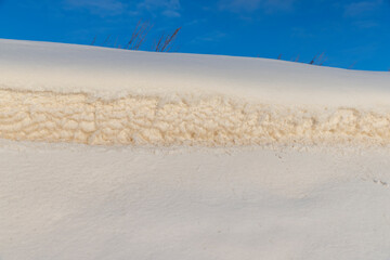 winter season with snowdrifts after snowfall
