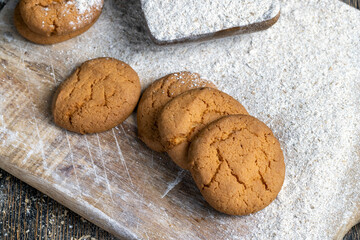 several round light cookies after cooking