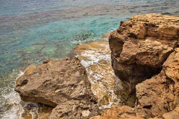 Ayia Napa rocky coastline seafront, Cyprus.