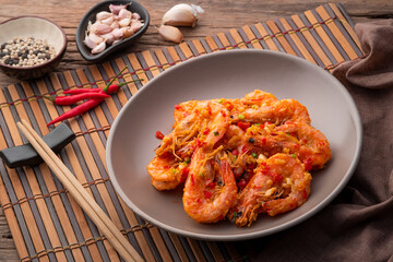 Spicy Stir-fried Shrimp with Chili and Salt.Thai food