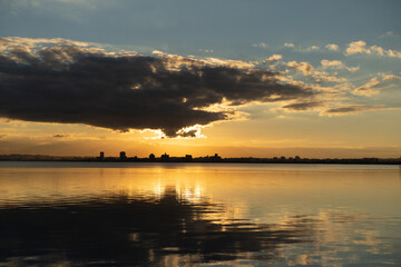 Obraz premium Sunset on Tunis Lake - Tunisia 