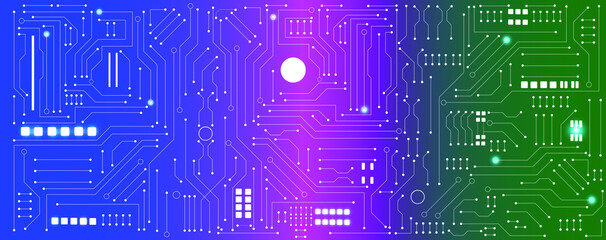 colorful circuit electronic or electrical line with circuit board engineering technology concept vector background 