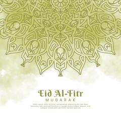 Eid al-fitr with mandala and watercolor background. Abstract illustration