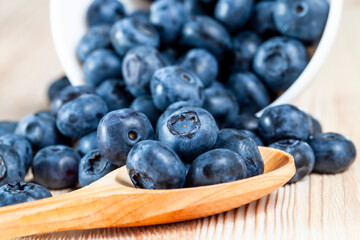 ripe blueberries and blueberries on the table