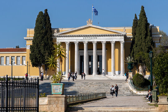Zappeion megaron in Athens. Sunny day. blue sky