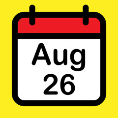 Calendar icon twenty sixth August