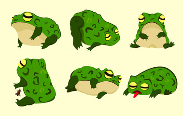 Frogs with different emotions. Toad stickers
