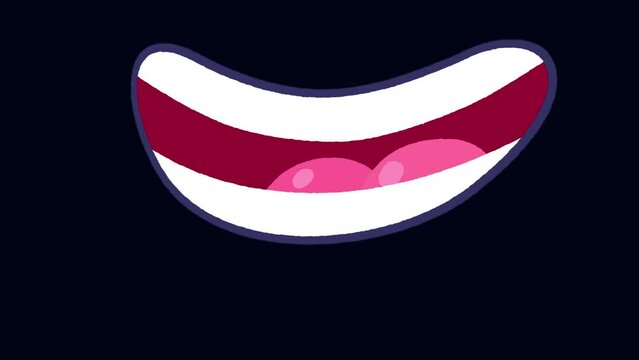 A few positions of cartoon sinhing mouth with dark blue outline and tongue. They will bring life to your character design. Alpha channel included. Seamless loop animation.