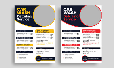 modern car wash car detailing and rental flyer, car service, and price list flyer, auto mobile car service flyer	 - obrazy, fototapety, plakaty
