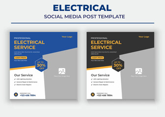 Professional electrical service poster, Electrical Social Media Post and Flyer Template