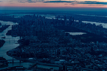 Silhouette of Manhattan Island at Dusk - New York, NY