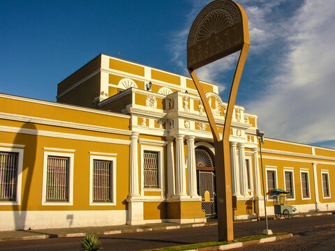 Cuiaba, Mato Grosso, Brazil, April 24, 2006. Facade and entrance of Sesc Arsenal cultural center. in Cuiaba city, Mato Grosso state