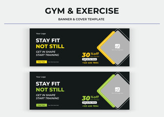 Stay fit not still Banner, gym social media cover, banner, thumbnail