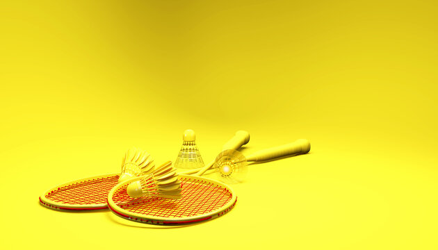 Monochrome bagminton racket, 3d rendering, 3d illustration