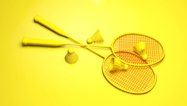 Monochrome bagminton racket, 3d rendering, 3d illustration